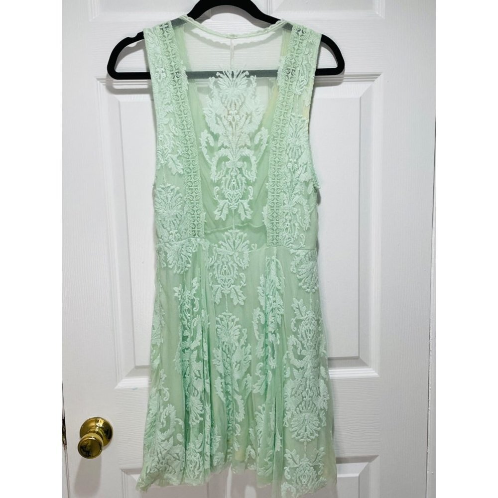 NWT Free People Reign Over Me Sea Green Lace Flirty Dress Women's Size 6 - Picture 7 of 10